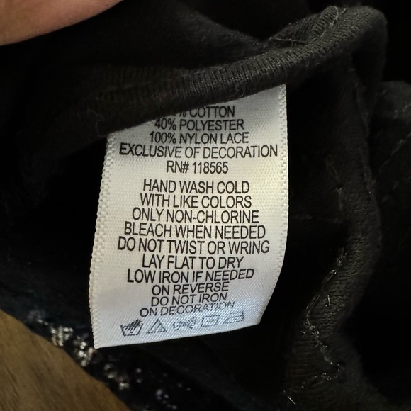 Quacker Factory Striped Lace Sequined 3/4 Sleeve Tunic Women’s Top Black Size 3X - Picture 6 of 6